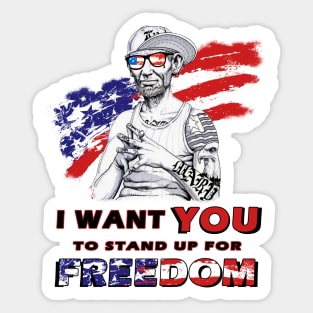 I want YOU to stand up for your FREEDOM - American Patriot Design Sticker